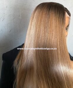 Light Ombre Brown T-Part Lace Straight Synthetic Wig