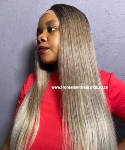Blond Ombre T-Part Lace Straight Synthetic Wig